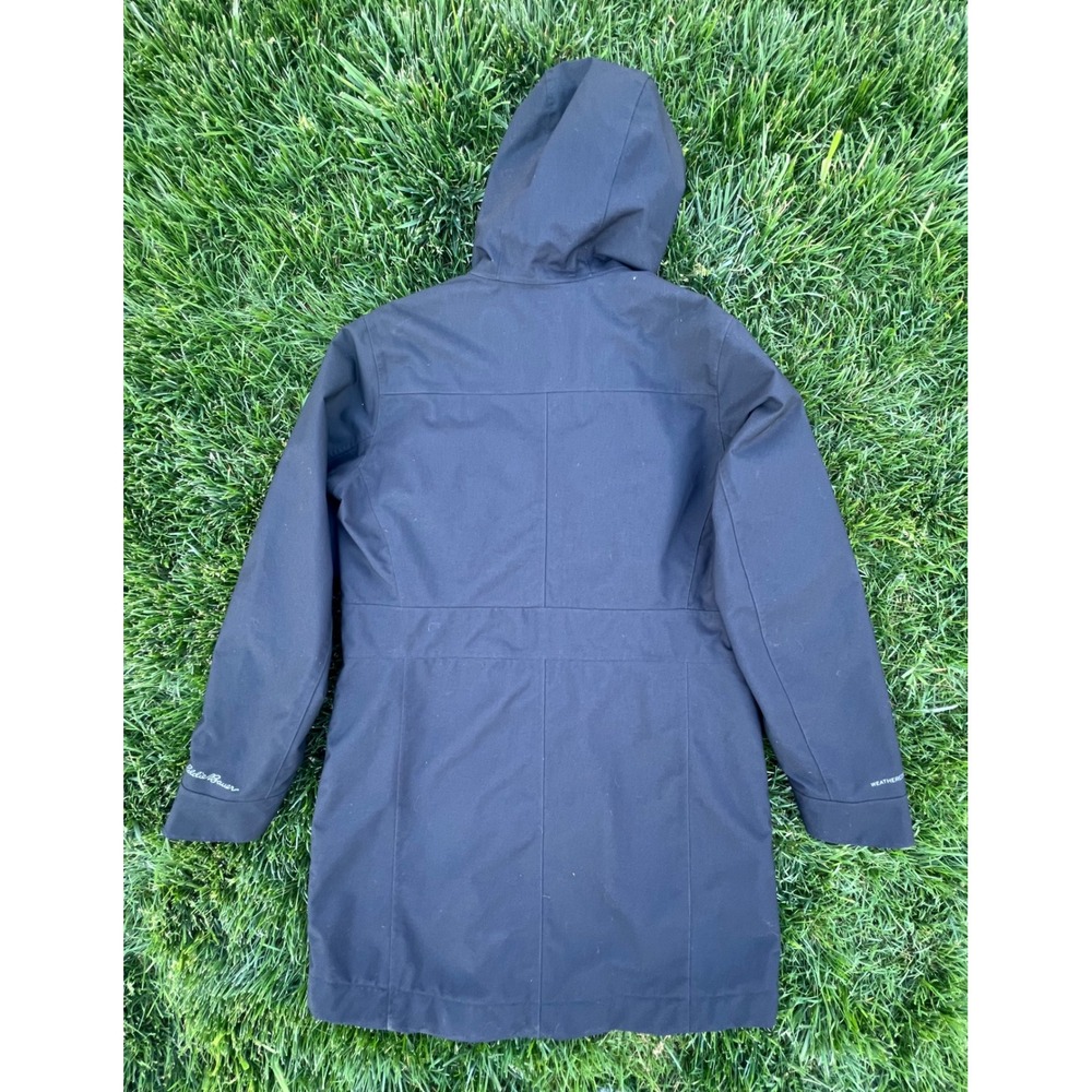 Eddie Bauer WeatherEdge Black Quilted Hooded Parka Jacket Womens Medium - Picture 2 of 16